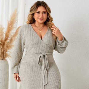 Plus Size Tie Waist Wrap Dress